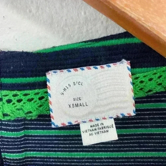 Anthropologie 9-H15 STCL navy and green tunic - Picture 5 of 5